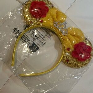 Yellow and Red Sequin Princess Bow Mouse Ears Headband
